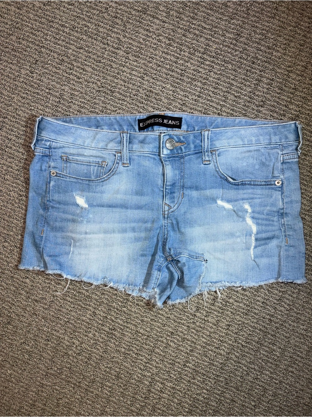 Women's Light Blue Denim Cutoff Shorts - Size L